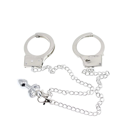 Anal Plug with Hand Cuffs L-chains