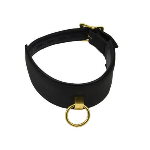 **Bound Noir Nubuck Leather Collar with O Ring