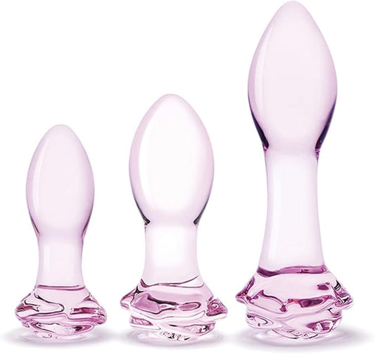 GLAS Rosebud Butt Plug Set