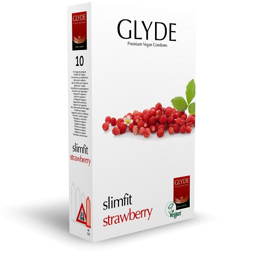 Glyde Ultra Slimfit Strawberry Flavour Vegan Condons