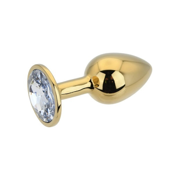 **Toosh Gold Metal Butt Plug Small Clear