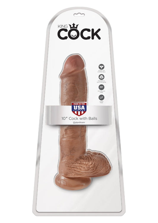 King Cock - 10 inch with balls - Caramel
