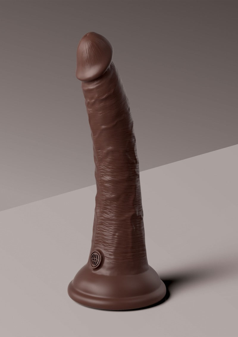 King Cock Elite - 7 Inch Vibrating With Remote - Brown