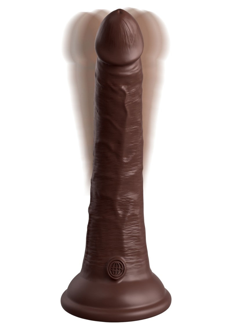 King Cock Elite - 7 Inch Vibrating With Remote - Brown