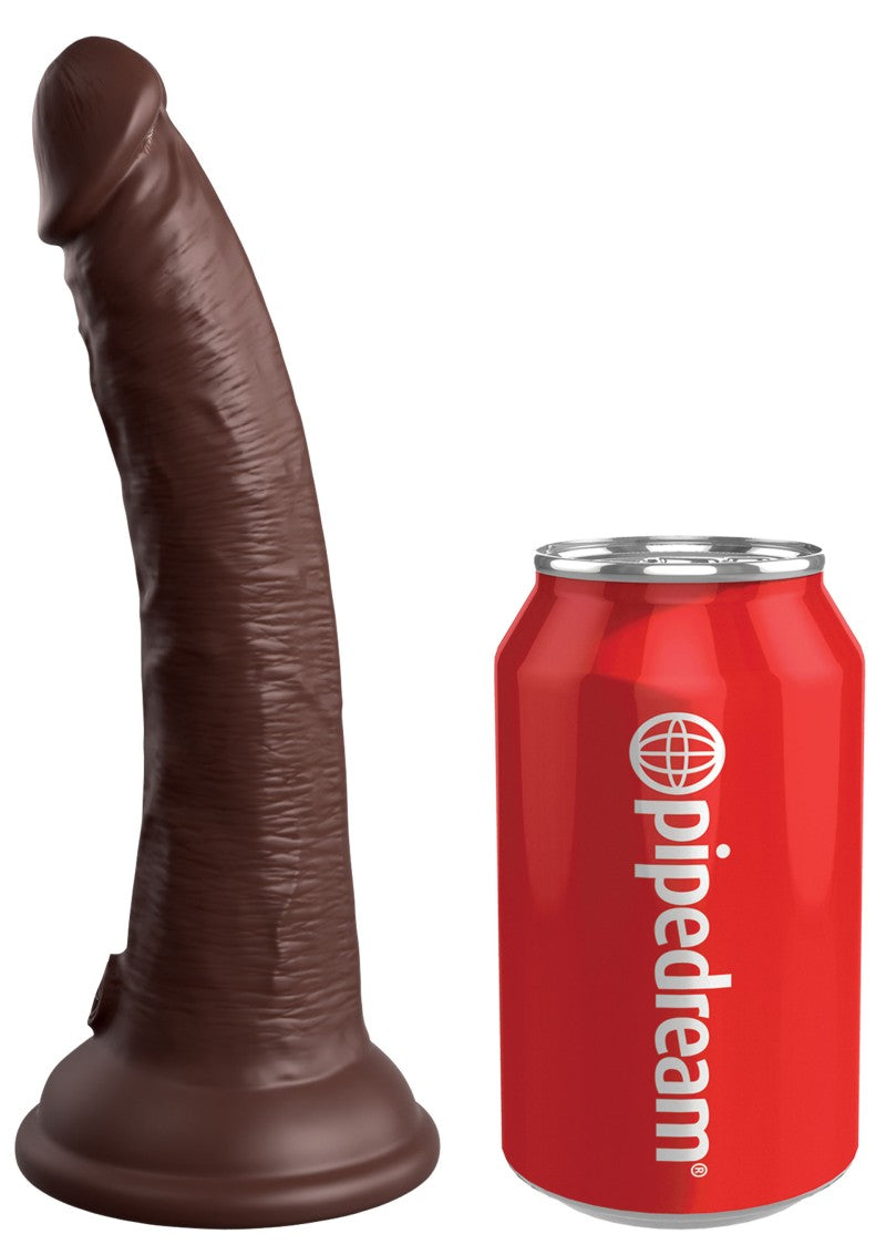 King Cock Elite - 7 Inch Vibrating With Remote - Brown