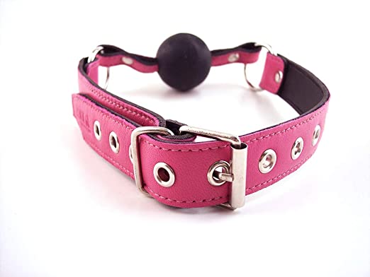 Rouge - Leather Gag with Rubber Ball - Pink