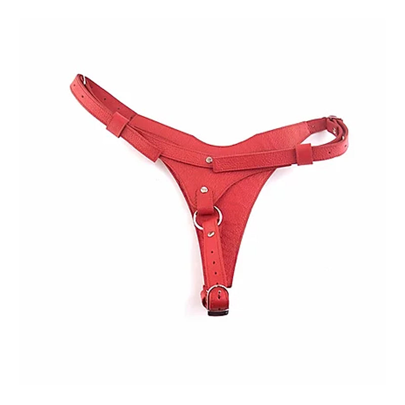 Rouge - Leather Dildo Harness - Red