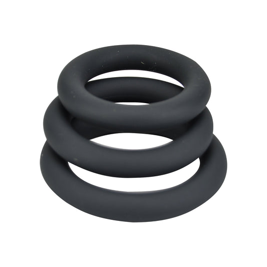 Loving Joy - Thick Silicone Cock Rings 3 Pack Grey
