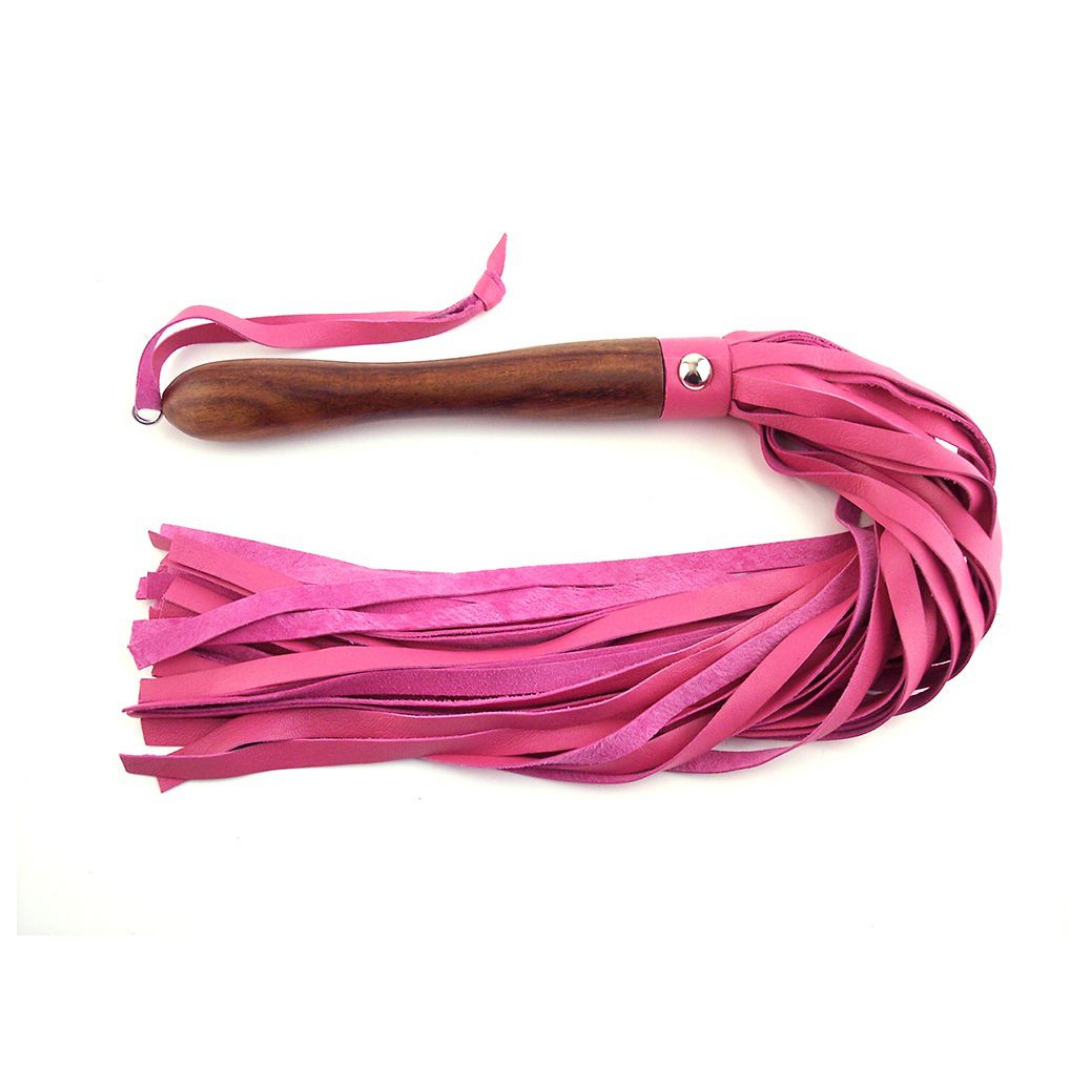 Rouge - Leather Wooden Handle Flogger - Pink