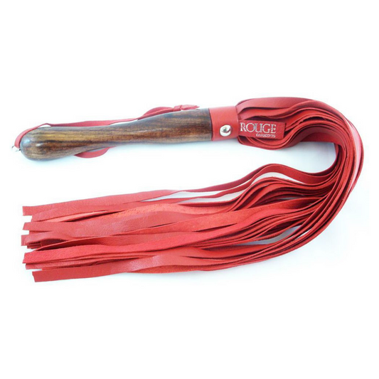 Rouge - Leather Wooden Handle Flogger - Red