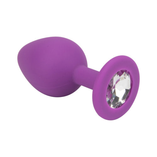 Loving Joy - Jewelled Silicone Butt Plug Purple Medium
