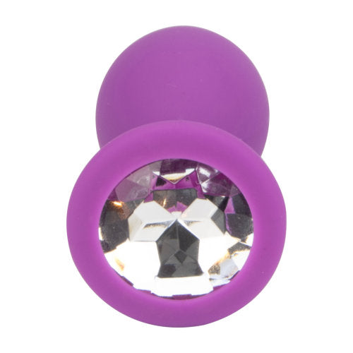 Loving Joy - Jewelled Silicone Butt Plug Purple Medium