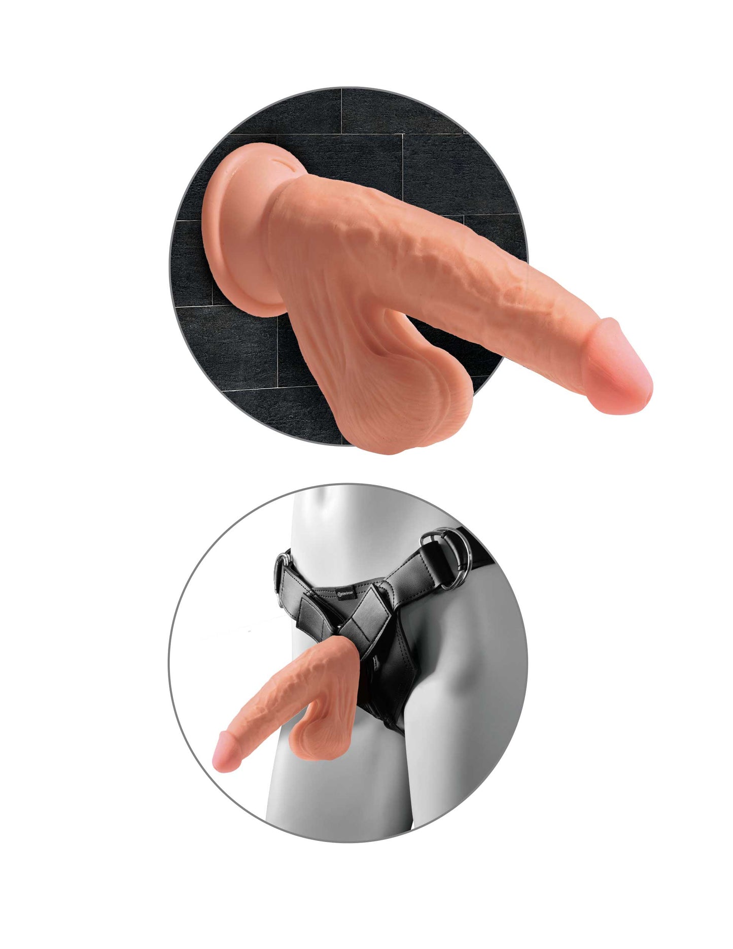 King Cock Plus - 3D Triple Density Swinging Balls 7 inch - Caramel