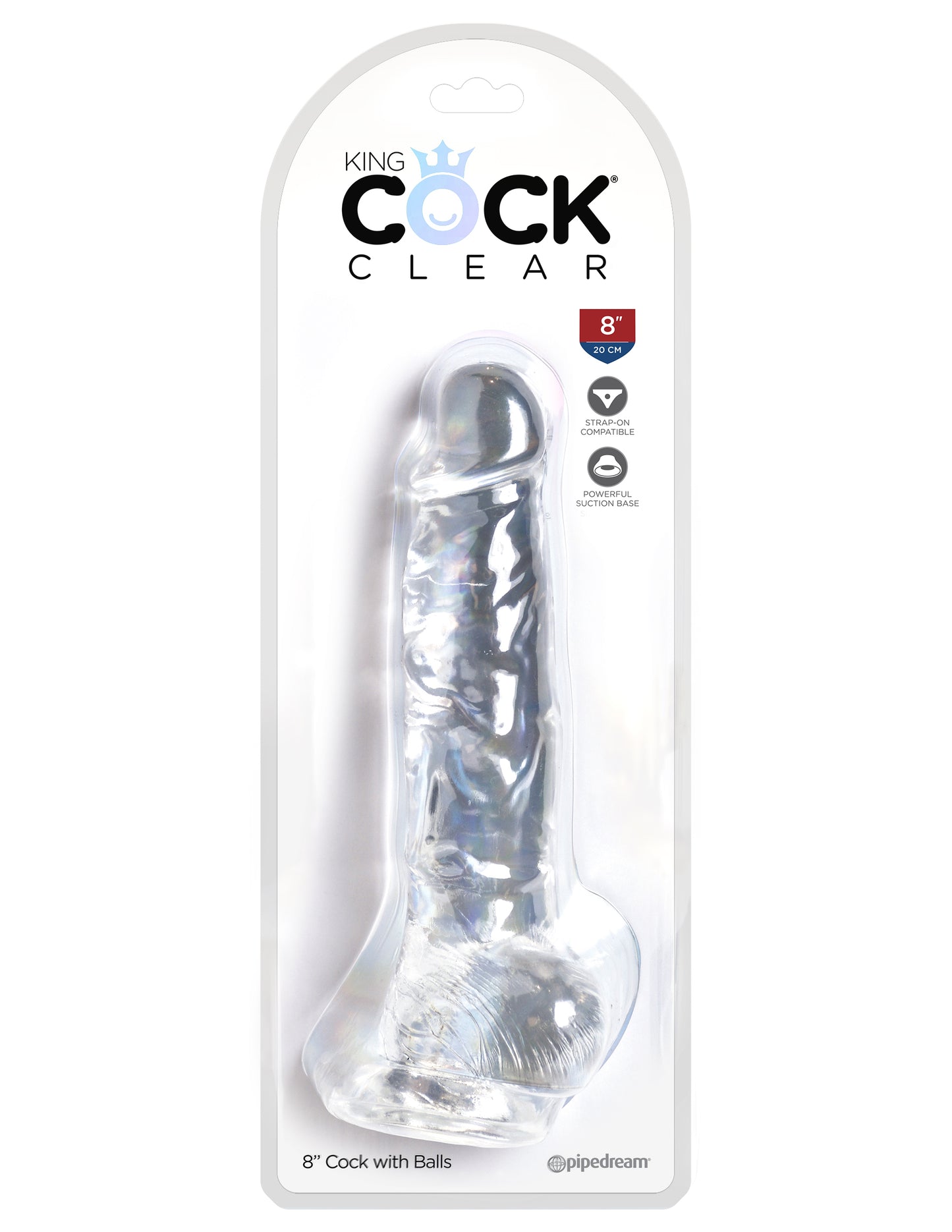 King Cock - 8 inch with balls - Clear