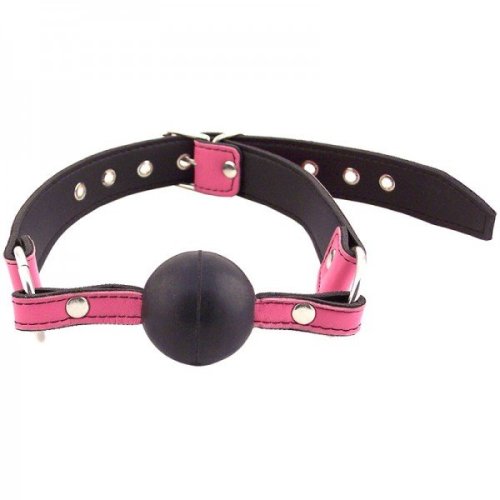 Rouge - Leather Gag with Rubber Ball - Pink