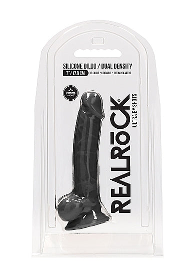 Real Rock Ultra - Silicone Dildo With Balls - 17,8 cm - Black