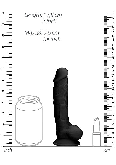 Real Rock Ultra - Silicone Dildo With Balls - 17,8 cm - Black
