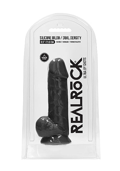Real Rock Ultra - Silicone Dildo With Balls - 21,6 cm - Black