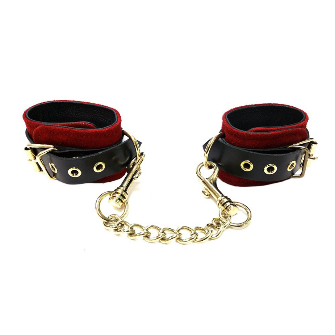 Rouge - Suede Wrist Cuffs - Red/Black