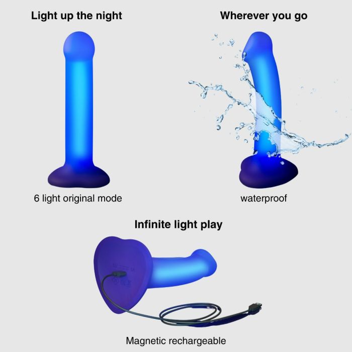 Strap On Me - Glow-LED Dildo Purple - M Purple