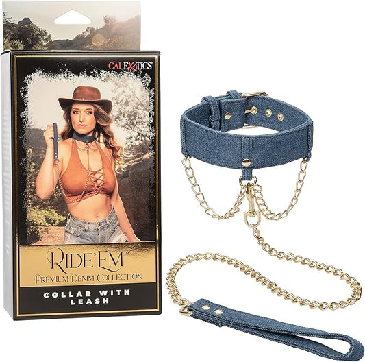 Ride Em Denim Collar + Leash