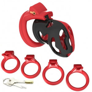 Dinoz Chastity Cage 6.5 x 3cm Black-Red