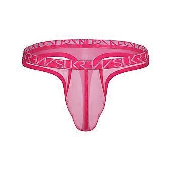 Mesh Low-Rise Thong - Electric Pink - XL