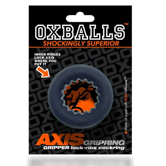 Oxballs Axis Rib Griphold Cockring in Black Ice Bl