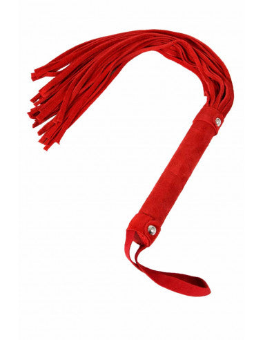 Leather Flogger with Studs 38cm Red