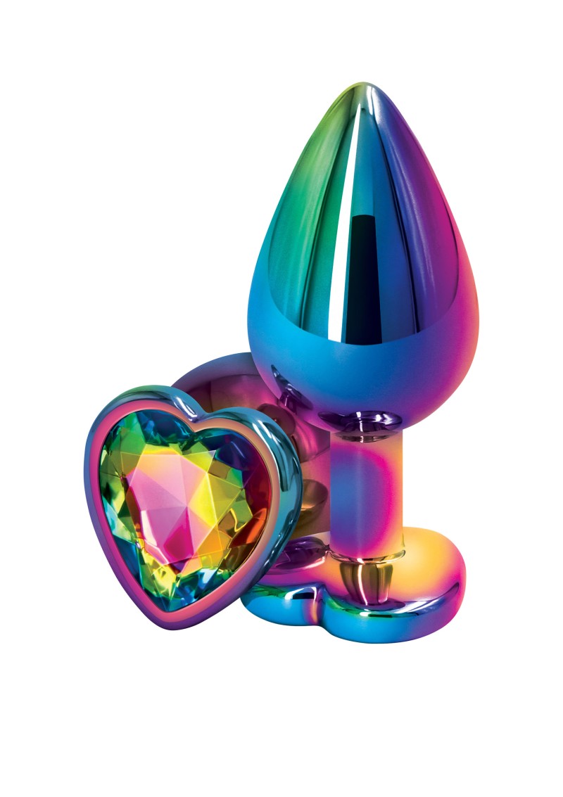 Rear Assets - Multicolour Rainbow Heart Plug - Medium
