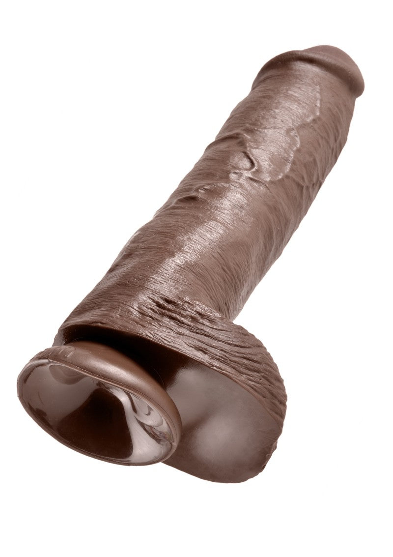 King Cock - 11 inch with balls - Brown