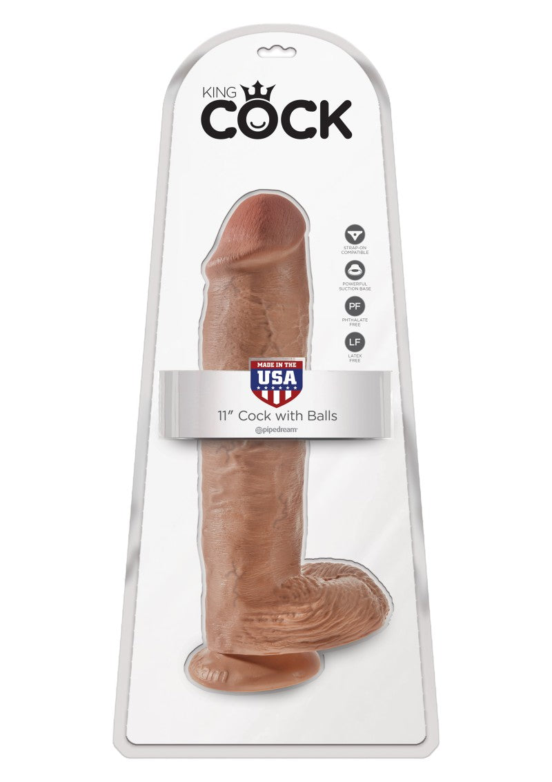 King Cock - 11 inch with balls - Caramel