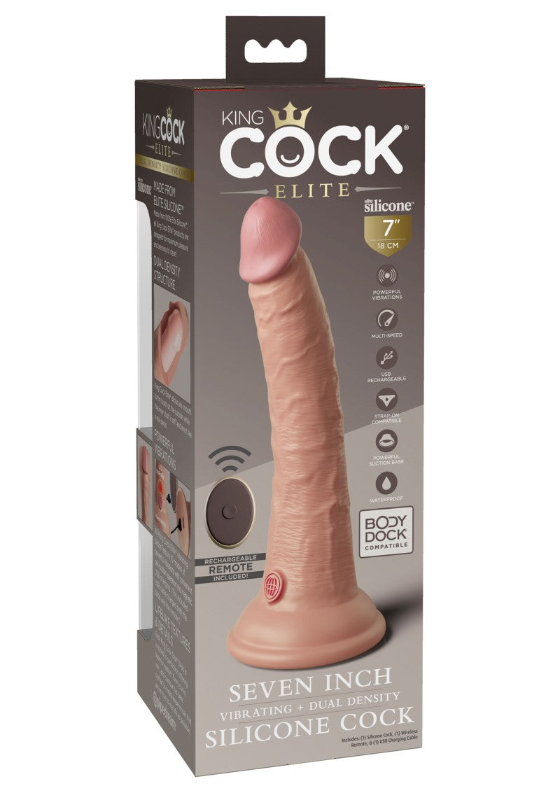 King Cock Elite - 7 Inch Vibrating With Remote - Light