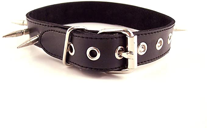Rouge - Leather Spiked Collar - Black