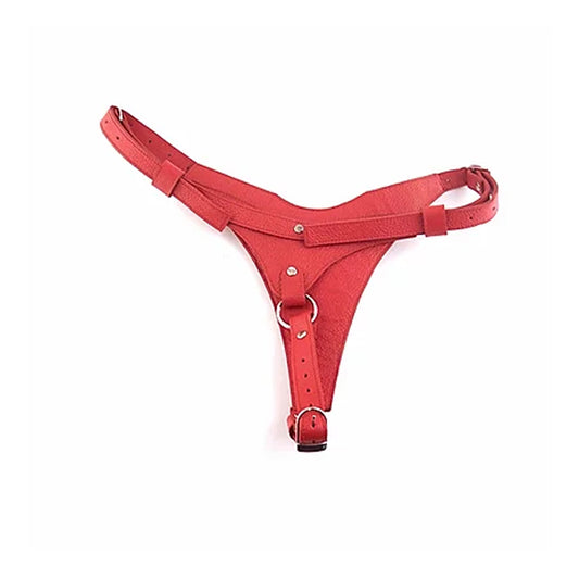 Rouge - Leather Dildo Harness - Red
