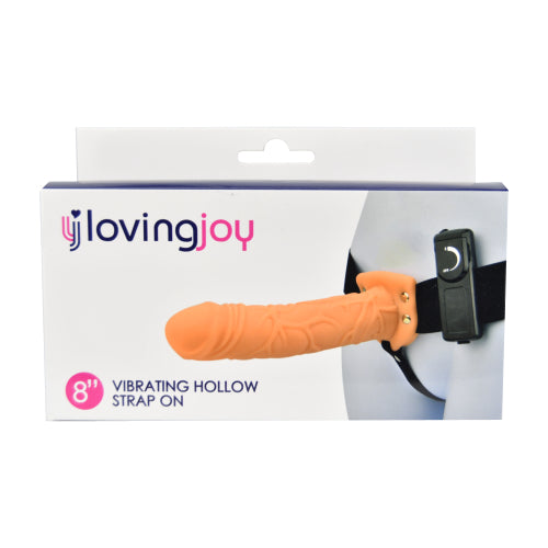 Loving Joy - hollow Strap On 8 Inch Vibrating - Light