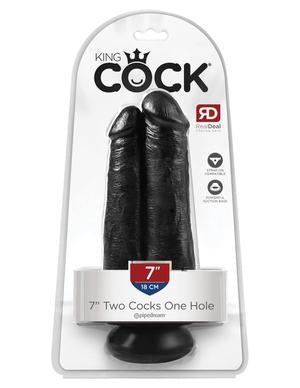 King Cock - 7 inch Two Cocks One Hole Black