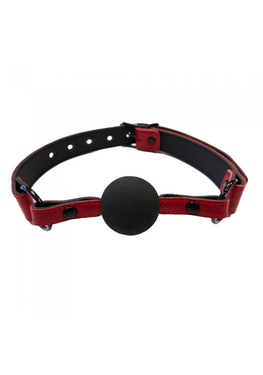 Rouge - Leather Gag with Rubber Ball - Burgundy