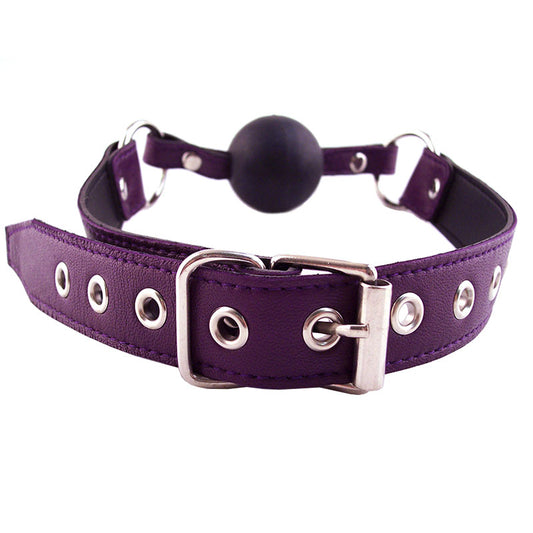 Rouge - Leather Gag with Rubber Ball - Purple