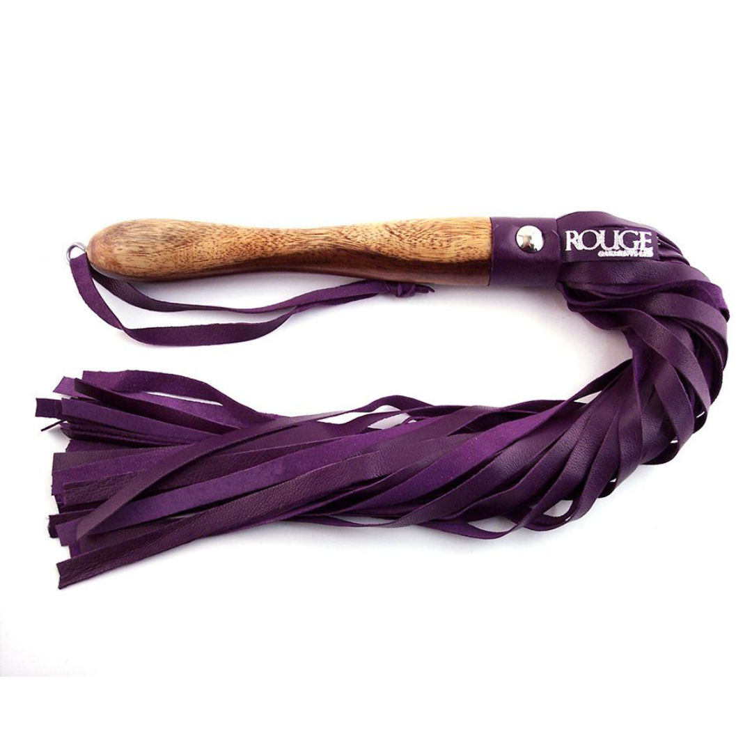 Rouge - Leather Wooden Handle Flogger - Purple