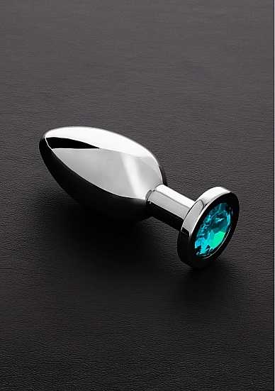 Weighted Jewelled Butt Plug - Light Blue Large