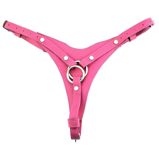 Rouge - Leather Dildo Harness - Pink