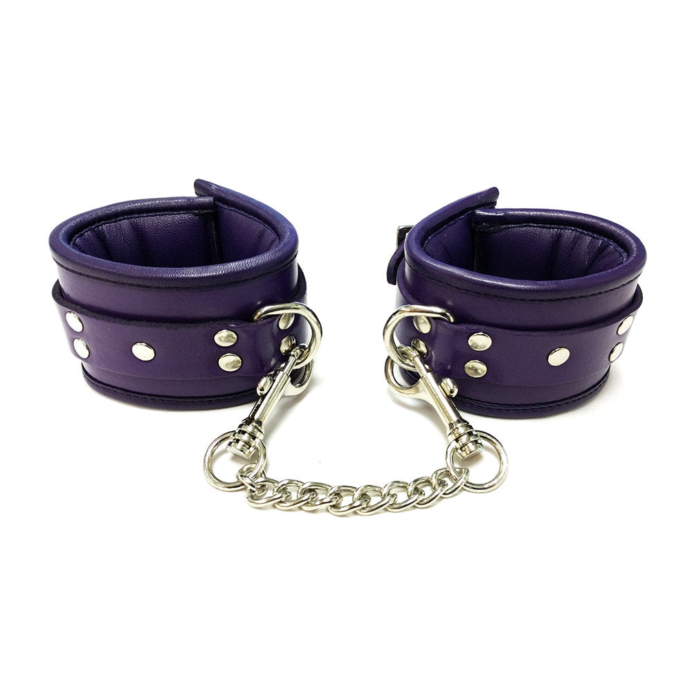 Rouge - Leather Padded Wrist Cuffs - Purple