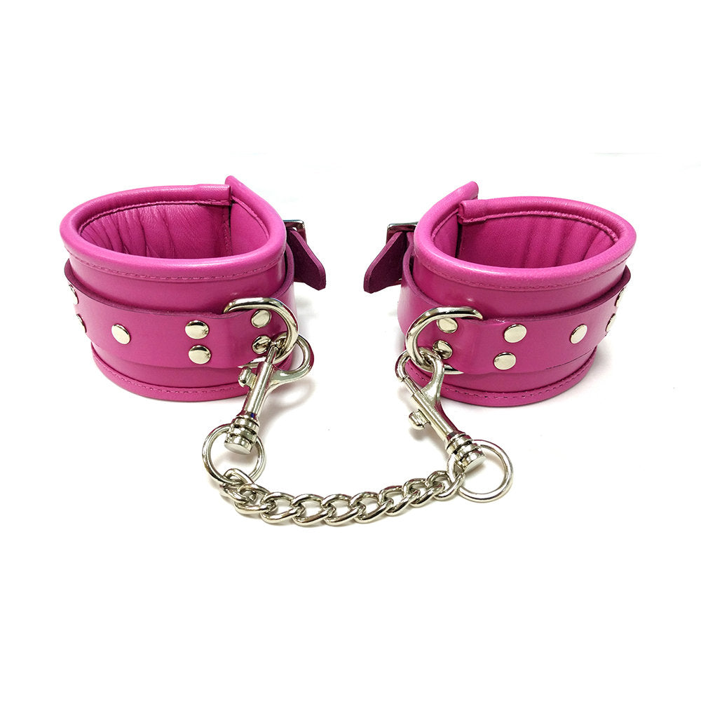 Rouge - Leather Padded Wrist Cuffs - Pink