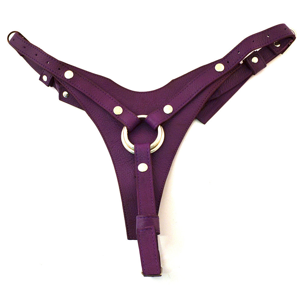 Rouge - Leather Dildo Harness - Purple