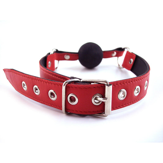 Rouge - Leather Gag with Rubber Ball - Red