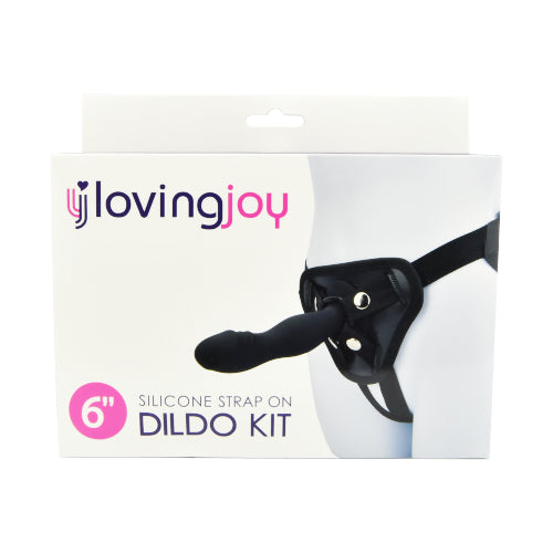 Loving Joy - 6 Inch Silicone Strap On Dildo Kit Black