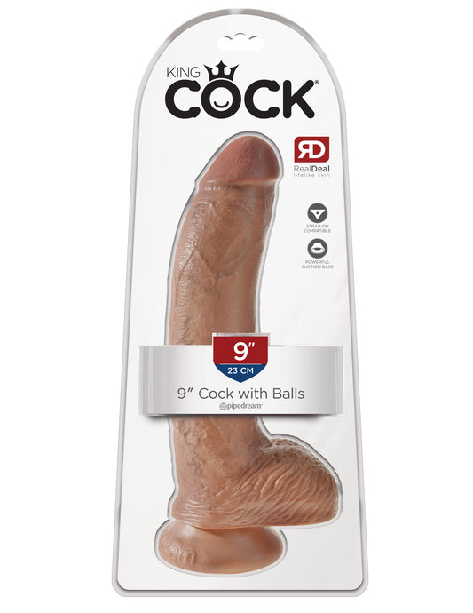 King Cock - 9 inch with balls Caramel
