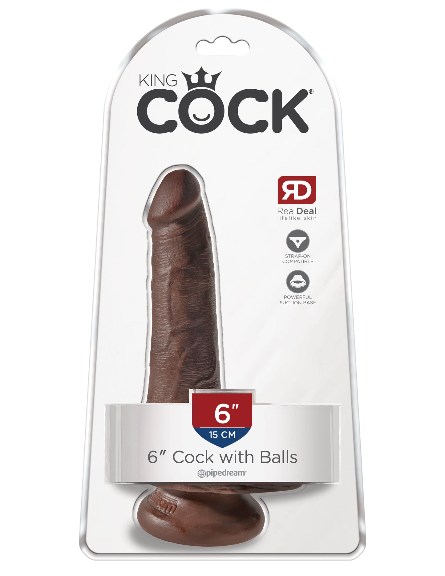 King Cock - 6 inch with balls - Brown