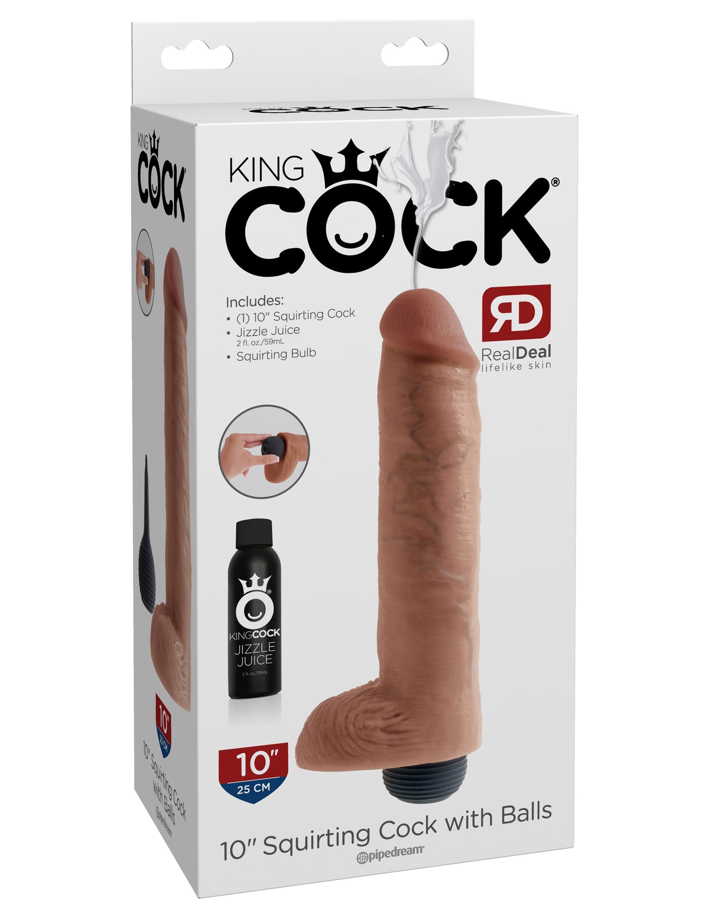King Cock - 10 inch Squirting with balls - Light